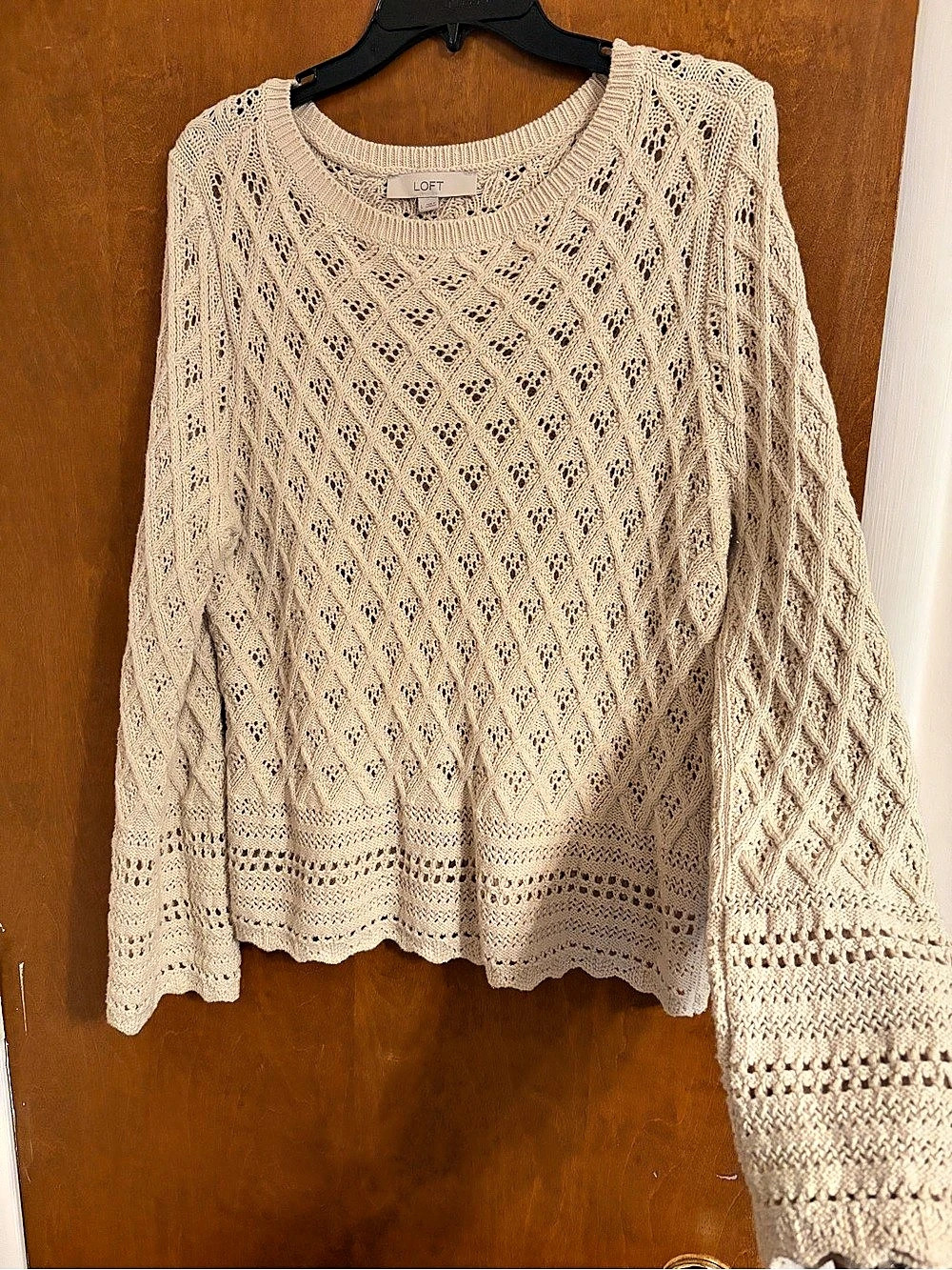 LOFT Open Knit Sweater in Cream Like New
